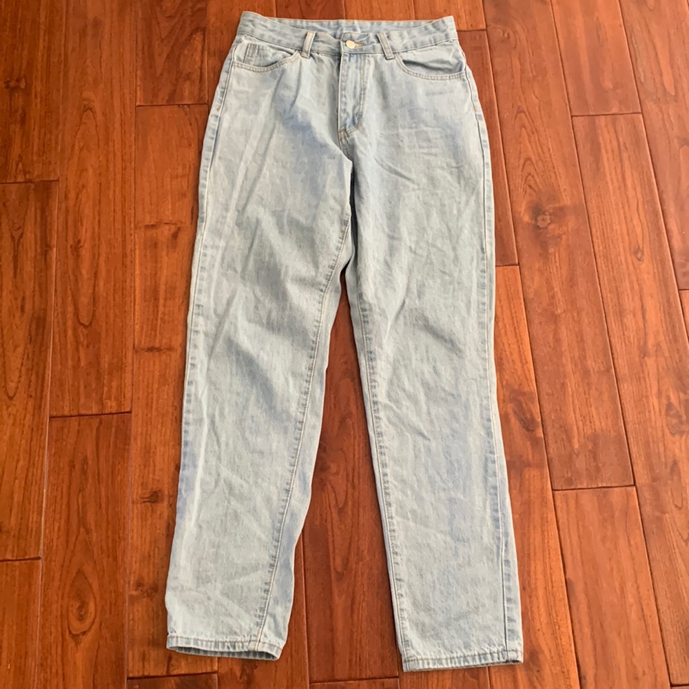 Shein High Rise Mom Jean Sz 6 light wash 29" waist straight leg 31" long length
